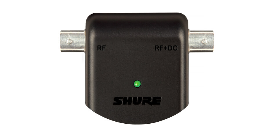 Fuente de Linea con potencia de polarización de 12 V CC a través de cable coaxial BNC.